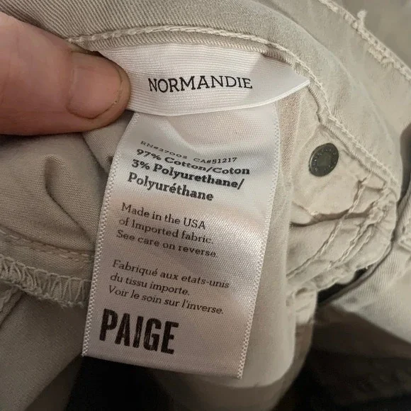 PAIGE Normandie Jeans Men's Khaki Size 33x30 Straight Stretch Made USA - Picture 7 of 12